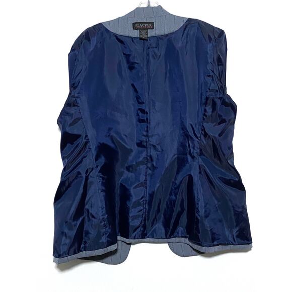 Stanley Blacker Blazer One Button Jacket Blue Herringbone Stripe Lined Womens 18 - Picture 6 of 7